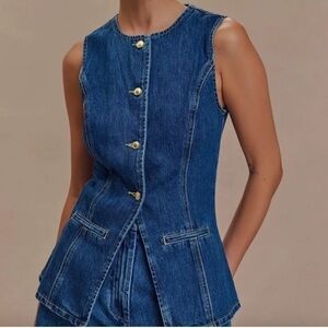 Meshki Blue Denim Top with Gold Accents